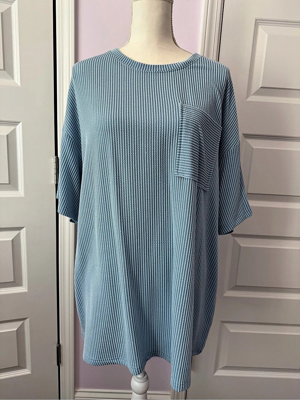 Oversized Textured Light Blue Tunic